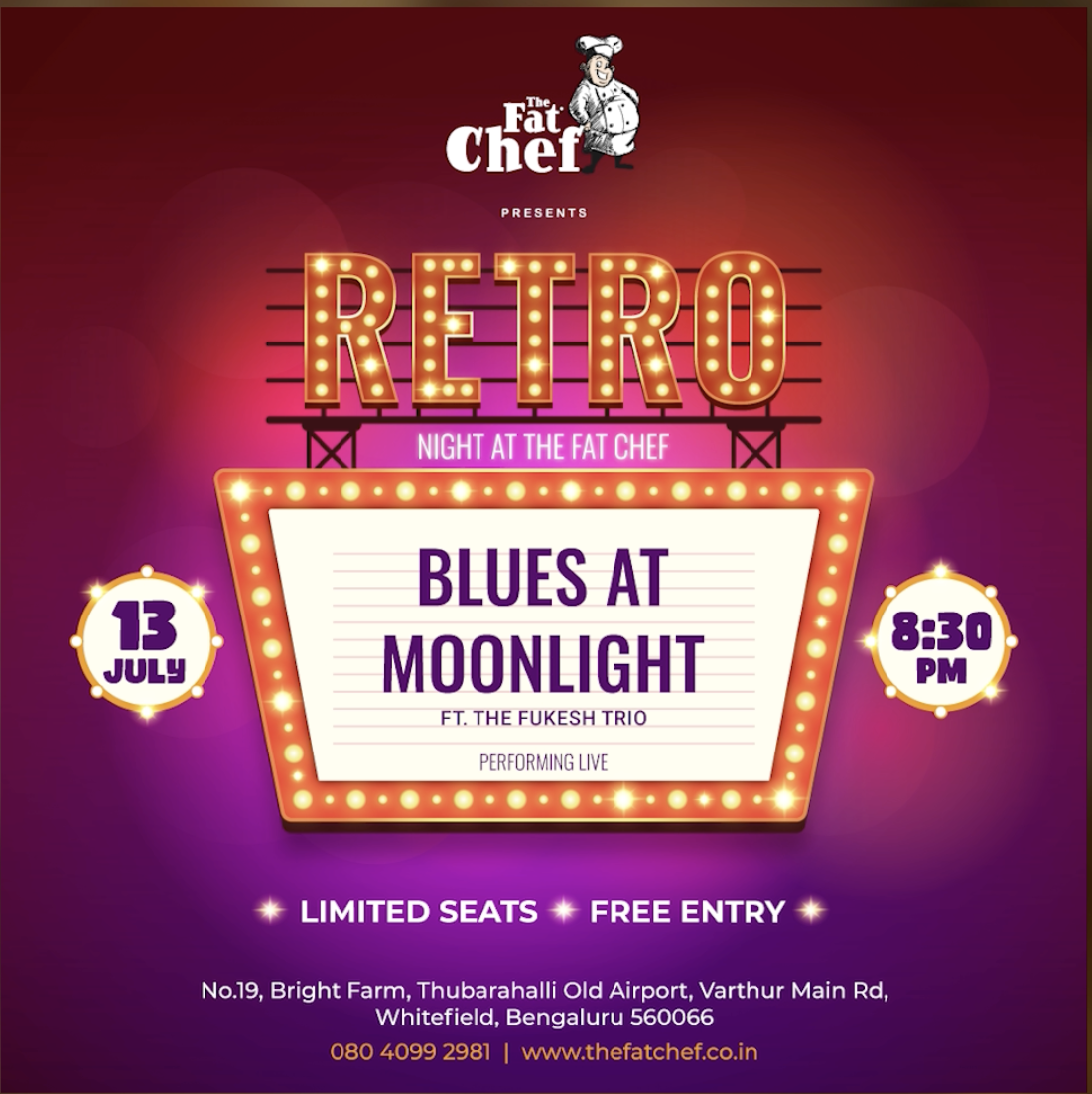 BLUES AT MOONLIGHT | FT. THE FUKESH TRIO | FAT CHEF - The Fat Chef Restaurant Whitefield Bangalore